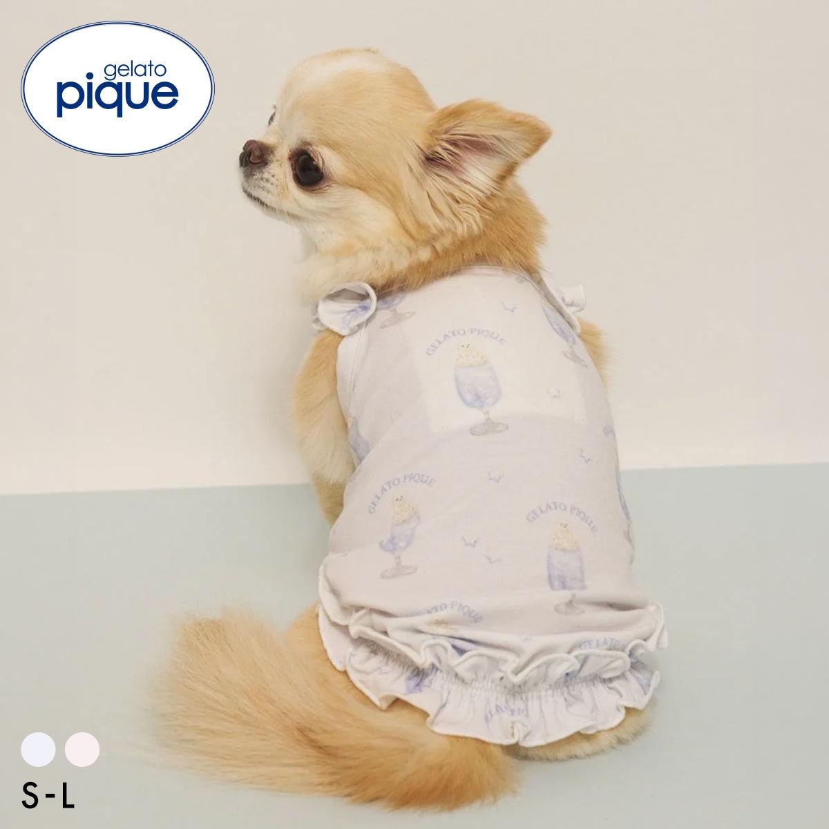 ジェラートピケ CAT&DOG 接触冷感 シロクマひんやりスイーツ柄 Coolingフリルプルオーバー ジェラピケ gelato pique