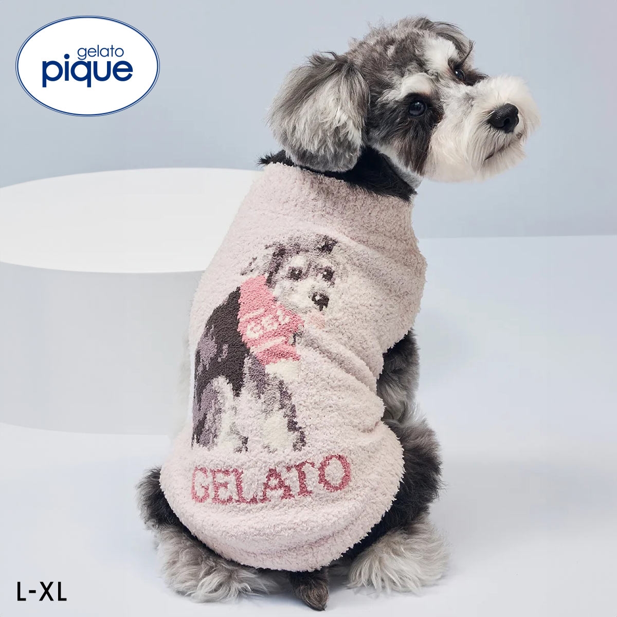 ジェラートピケ CAT&DOG ベビモコシュナウザー柄プルオーバー ジェラピケ gelato pique(PI-ピンク-L)
