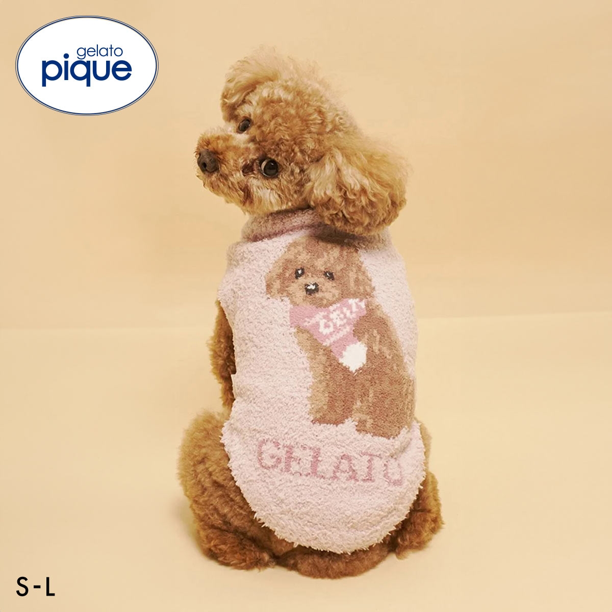 ジェラートピケ CAT&DOG ベビモコトイプードル柄プルオーバー ジェラピケ gelato pique(PI-ピンク-S)