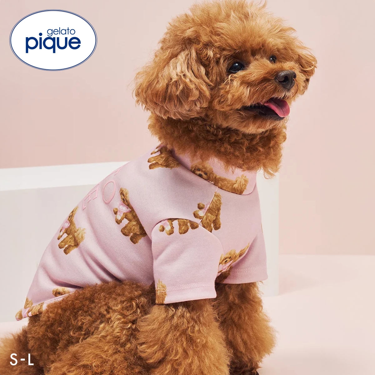 ジェラートピケ CAT&DOG トイプードル柄カットソープルオーバー ジェラピケ gelato pique(PI-ピンク-S)