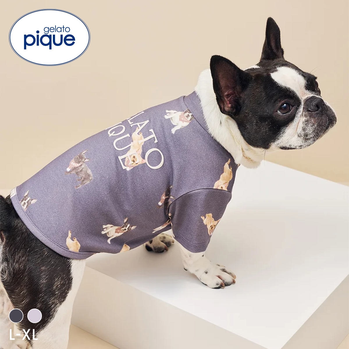 ジェラートピケ CAT&DOG フレンチブルドッグ柄カットソープルオーバー ジェラピケ gelato pique