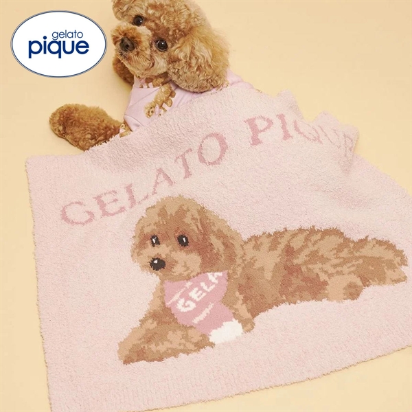 ジェラートピケ CAT&DOG ベビモコトイプードル柄ブランケット ジェラピケ gelato pique