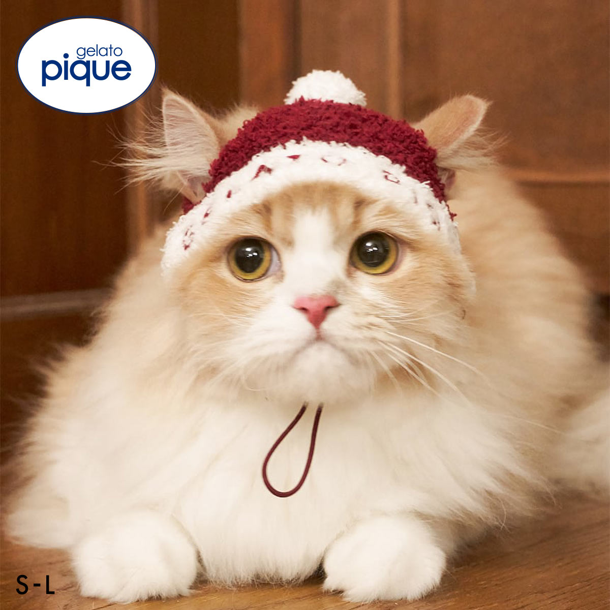 ジェラートピケ CAT&DOG HOLIDAY ベビモコサンタニットキャップ