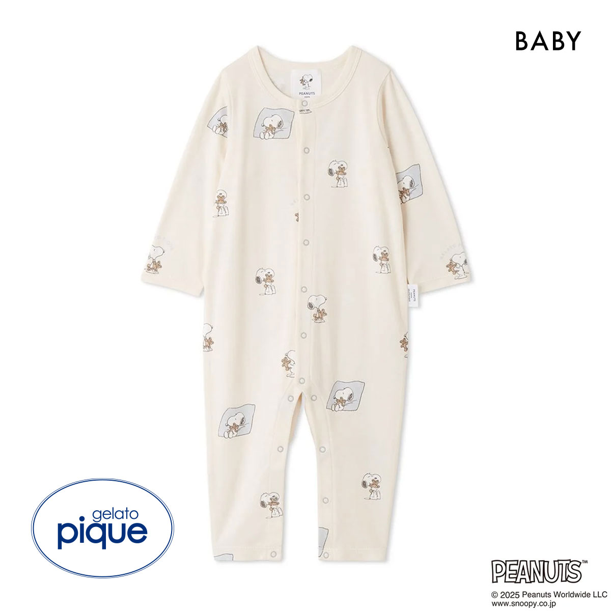 ジェラートピケ キッズアンドベイビー ピーナッツ ベビー SNOOPY×BEAR 総柄ロンパース ジェラピケ PEANUTS gelato pique Kids＆Baby BABY(OW-オフホワイト-70)