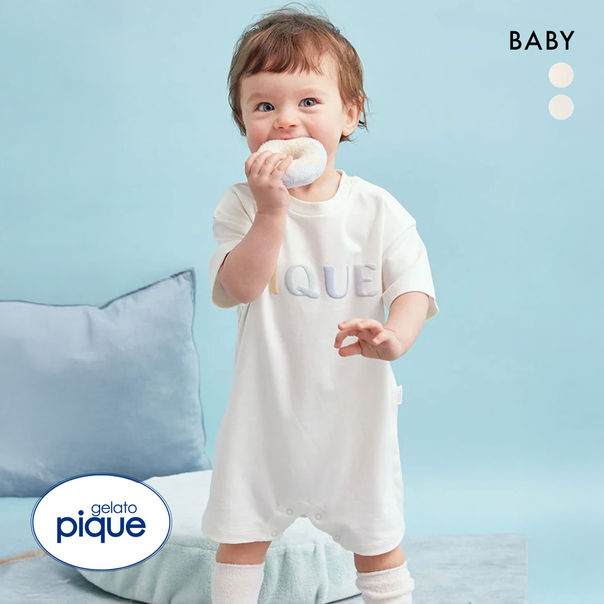ジェラートピケ キッズアンドベイビー ベビー ドーナツベア柄ロンパース ジェラピケ ルームウェア パジャマ gelato pique Kids＆Baby BABY(CR-クリーム-70)