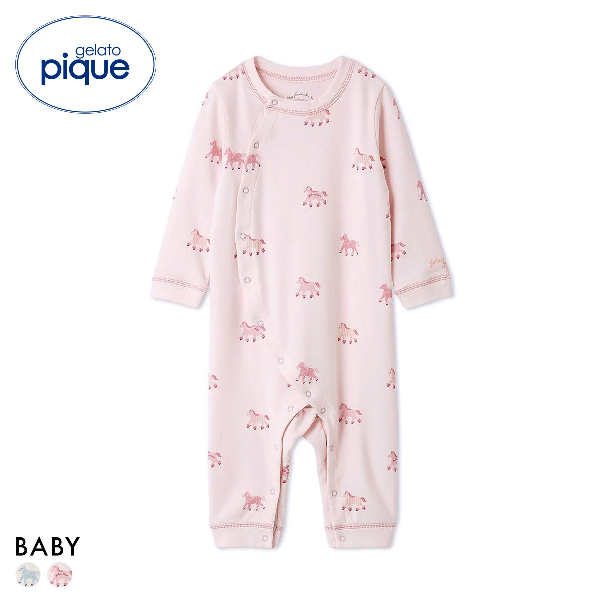 ジェラートピケ キッズアンドベイビー ベビー ポニー柄ロンパース ジェラピケ パジャマ ルームウェア gelato pique(PI-ピンク-70)