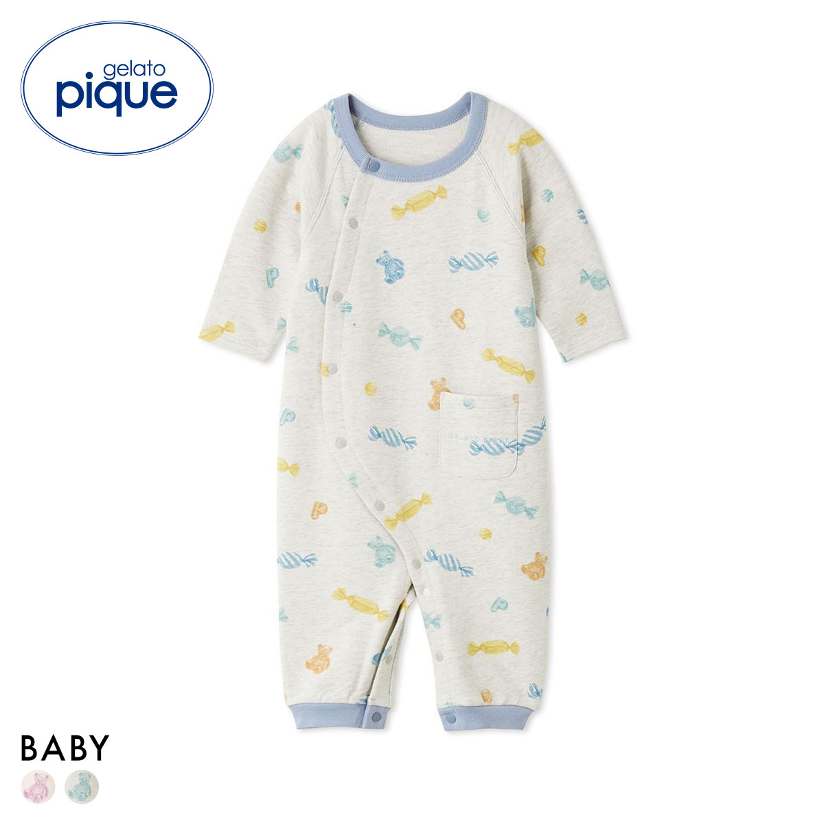 ジェラートピケ キッズアンドベイビー ベビー 新生児キャンディ柄2WAYオール ジェラピケ パジャマ ルームウェア gelato pique Kids＆Baby BABY(GY-グレー-50)
