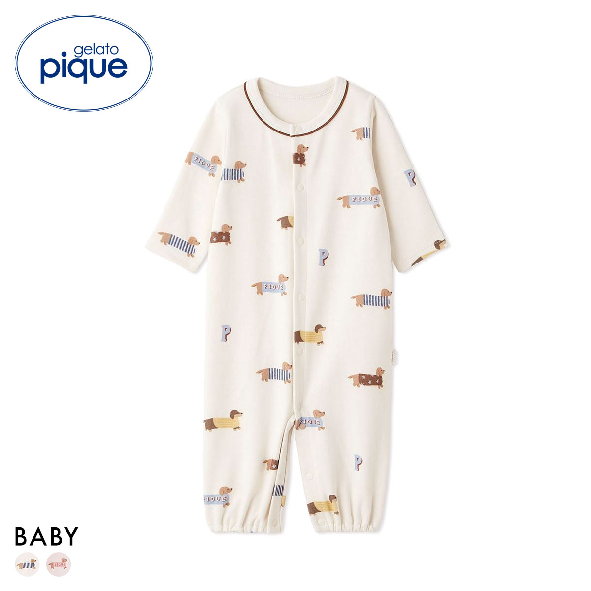 ジェラートピケ キッズアンドベイビー ベビー 新生児ダックスフンド柄2WAYオール ジェラピケ gelato pique Kids＆Baby BABY(CR-クリーム-50)