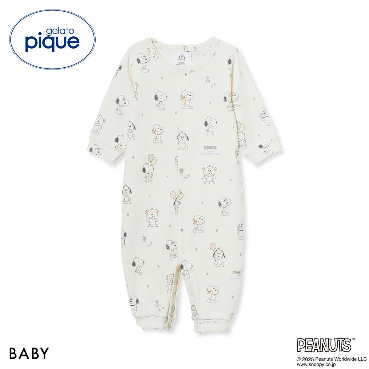 ジェラートピケ キッズアンドベイビー gelato pique Kids＆Baby PEANUTS PUPPIES BABY トイボックス柄2WAYオール(CR-クリーム-50)