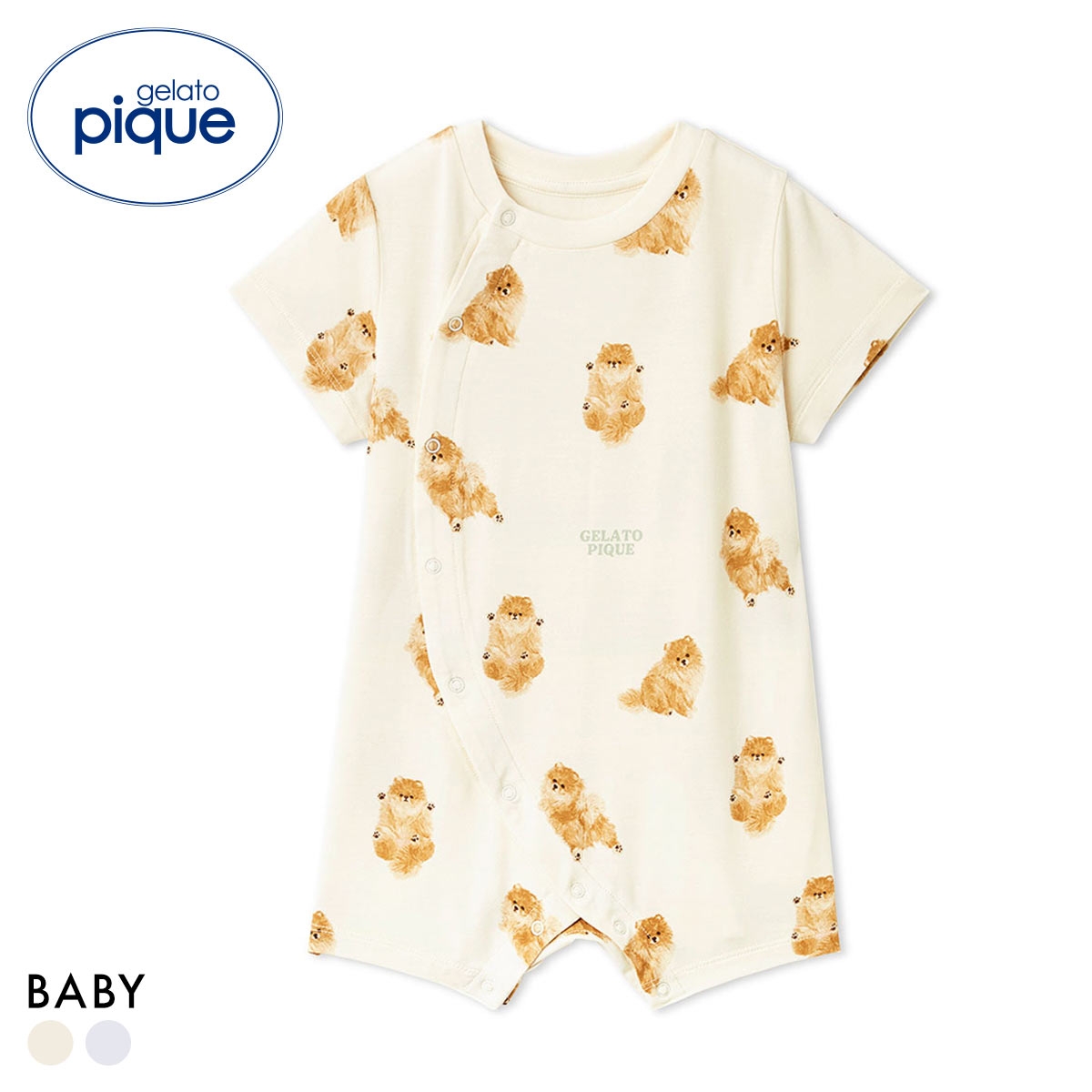 ジェラートピケ キッズアンドベイビー ベビー ドッグ柄ロンパース ジェラピケ gelato pique Kids＆Baby BABY(CR-クリーム-70)
