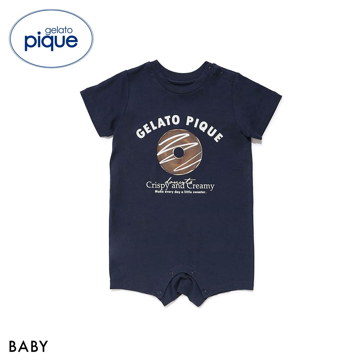 ジェラートピケ キッズアンドベイビー ベビー ドーナツワンポイントロンパース ジェラピケ ルームウェア gelato pique Kids＆Baby BABY(NV-ネイビー-70)