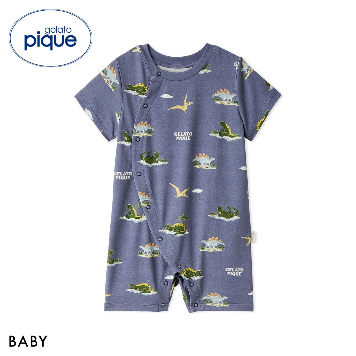 ジェラートピケ キッズアンドベイビー ベビー 接触冷感 スリーピングダイナソー柄ロンパース ジェラピケ gelato pique Kids＆Baby BABY(NV-ネイビー-70)