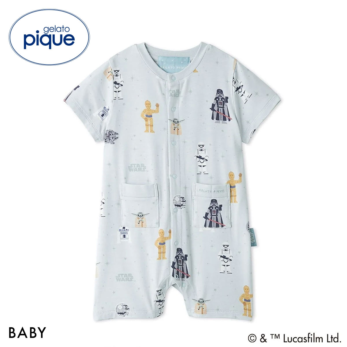ジェラートピケ STAR WARS キッズアンドベイビー ベビー 総柄半袖ロンパース ジェラピケ スターウォーズ gelato pique Kids＆Baby BABY(MI-ミント-70)