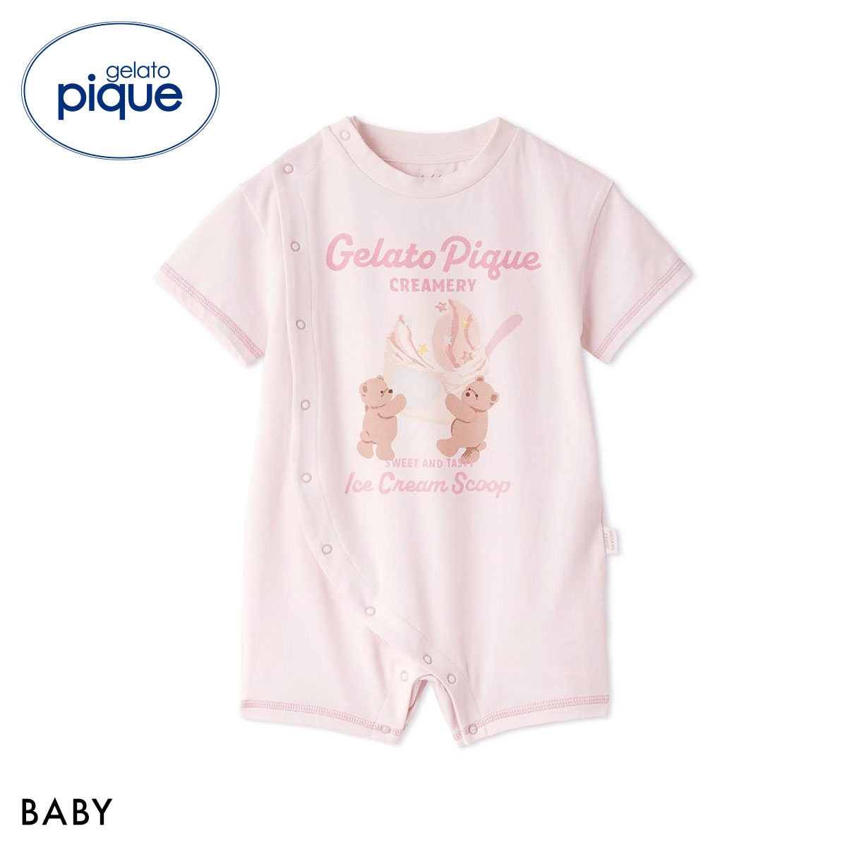 ジェラートピケ キッズアンドベイビー ベビー アイスクリームベアワンポイントロンパース ジェラピケ gelato pique Kids＆Baby BABY(PI-ピンク-70)