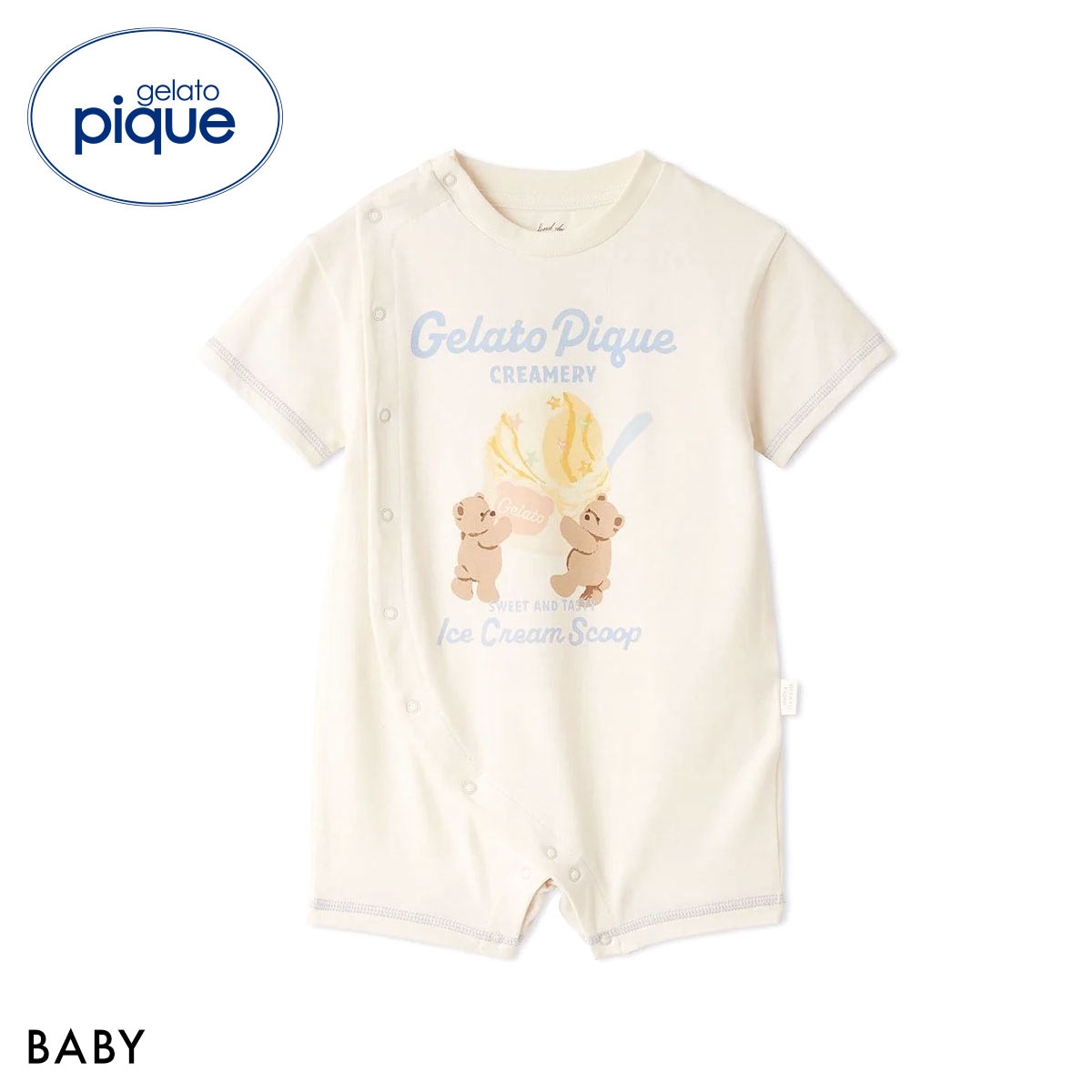 ジェラートピケ キッズアンドベイビー ベビー アイスクリームベアワンポイントロンパース ジェラピケ gelato pique Kids＆Baby BABY(CR-クリーム-70)