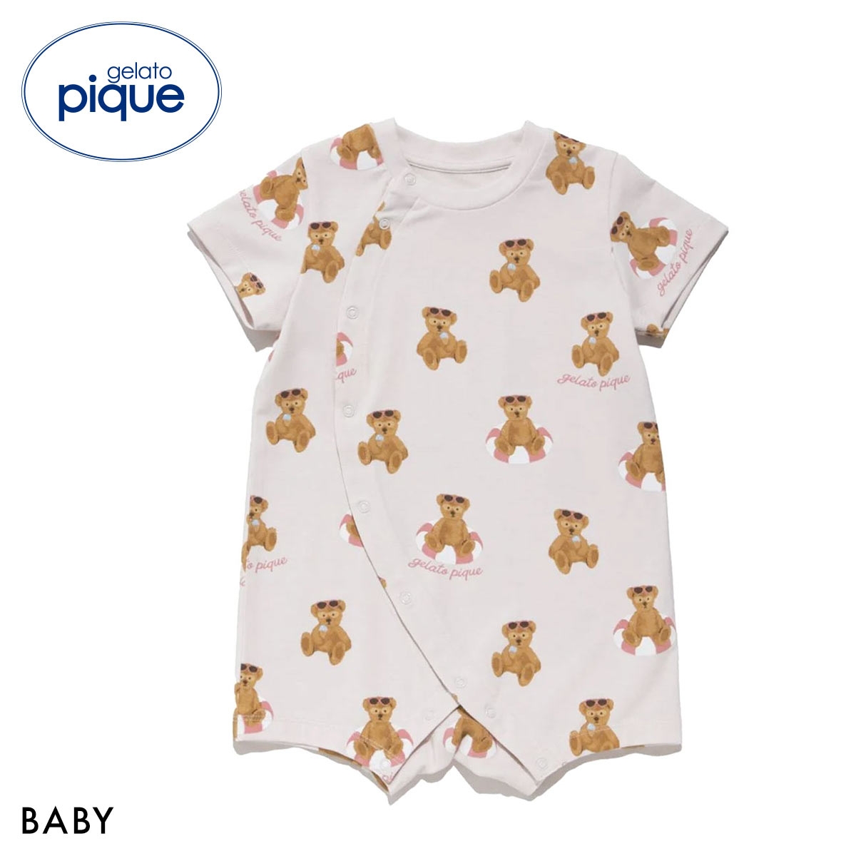 ジェラートピケ キッズアンドベイビー ベビー 接触冷感 サマーベア柄ロンパース ジェラピケ ルームウェア gelato pique Kids＆Baby BABY(PI-ピンク-70)