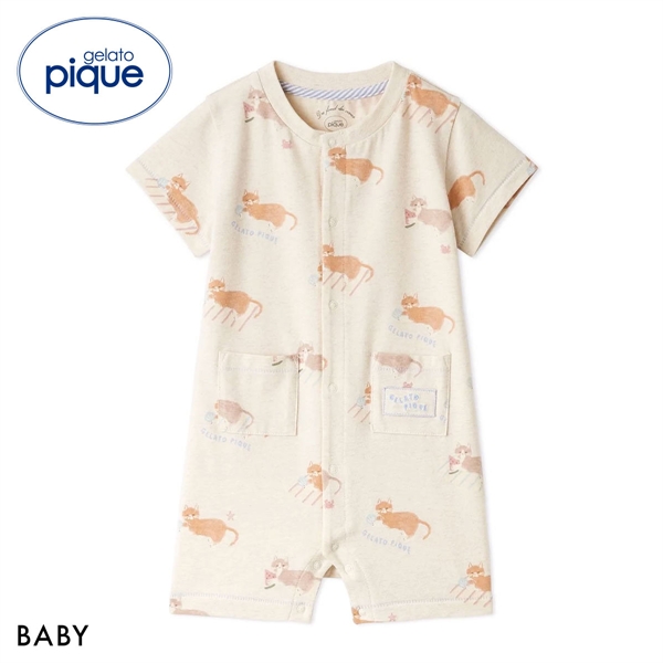 ジェラートピケ キッズアンドベイビー ベビー シーサイドキャット柄半袖ロンパース ジェラピケ ルームウェア gelato pique Kids＆Baby BABY