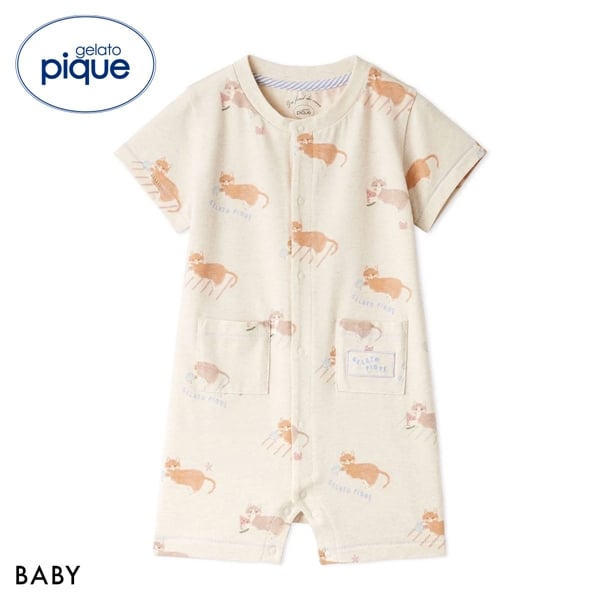 ジェラートピケ キッズアンドベイビー ベビー シーサイドキャット柄半袖ロンパース ジェラピケ ルームウェア gelato pique Kids＆Baby BABY