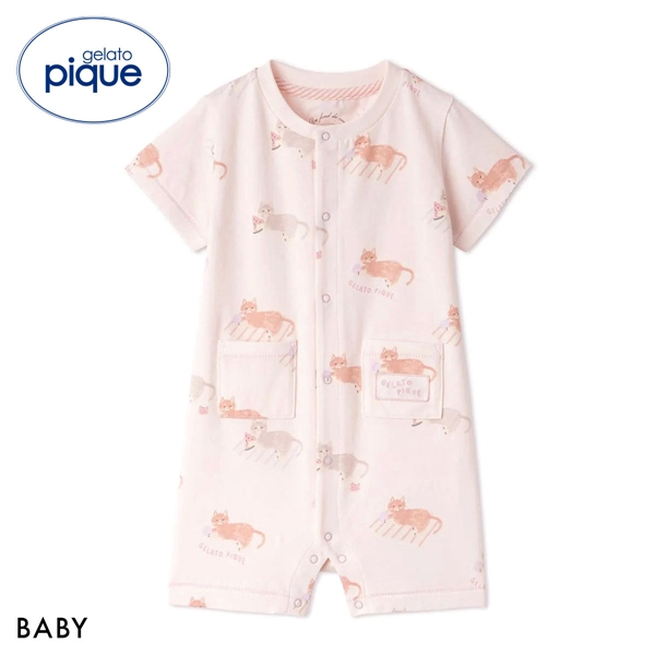 ジェラートピケ キッズアンドベイビー ベビー シーサイドキャット柄半袖ロンパース ジェラピケ ルームウェア gelato pique Kids＆Baby BABY