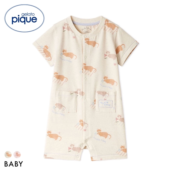 ジェラートピケ キッズアンドベイビー ベビー シーサイドキャット柄半袖ロンパース ジェラピケ ルームウェア gelato pique Kids＆Baby BABY