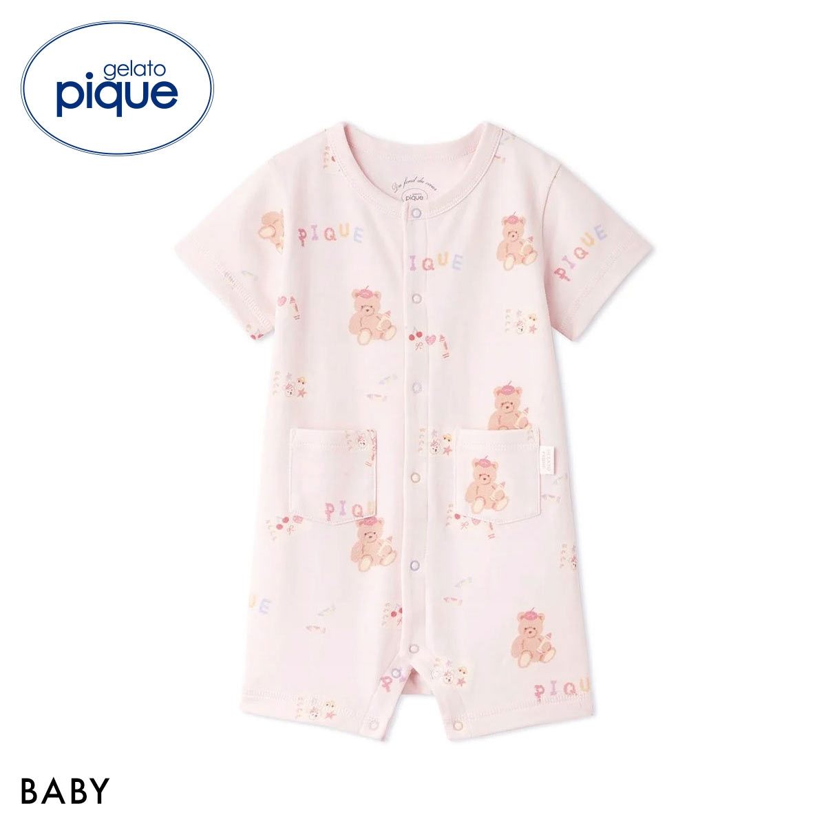 ジェラートピケ キッズアンドベイビー ベビー ドローイングベア柄ロンパース ジェラピケ gelato pique Kids＆Baby BABY(PI-ピンク-70)