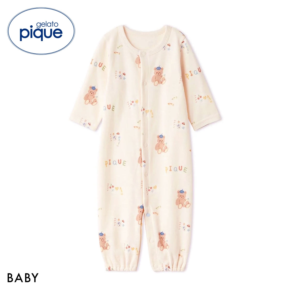 ジェラートピケ キッズアンドベイビー ベビー 新生児 ドローイングベア柄2WAYオール ジェラピケ gelato pique Kids＆Baby BABY(CR-クリーム-50)