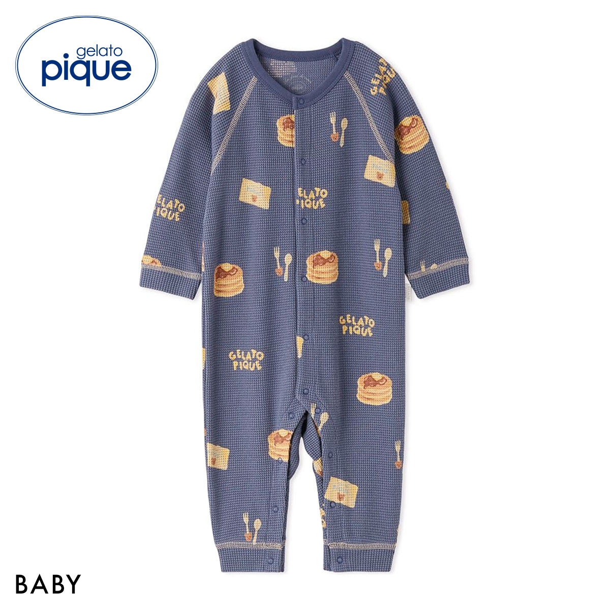 ジェラートピケ キッズアンドベイビー ベビー パンケーキ柄ロンパース ジェラピケ ルームウェア パジャマ gelato pique Kids＆Baby BABY(NV-ネイビー-70)