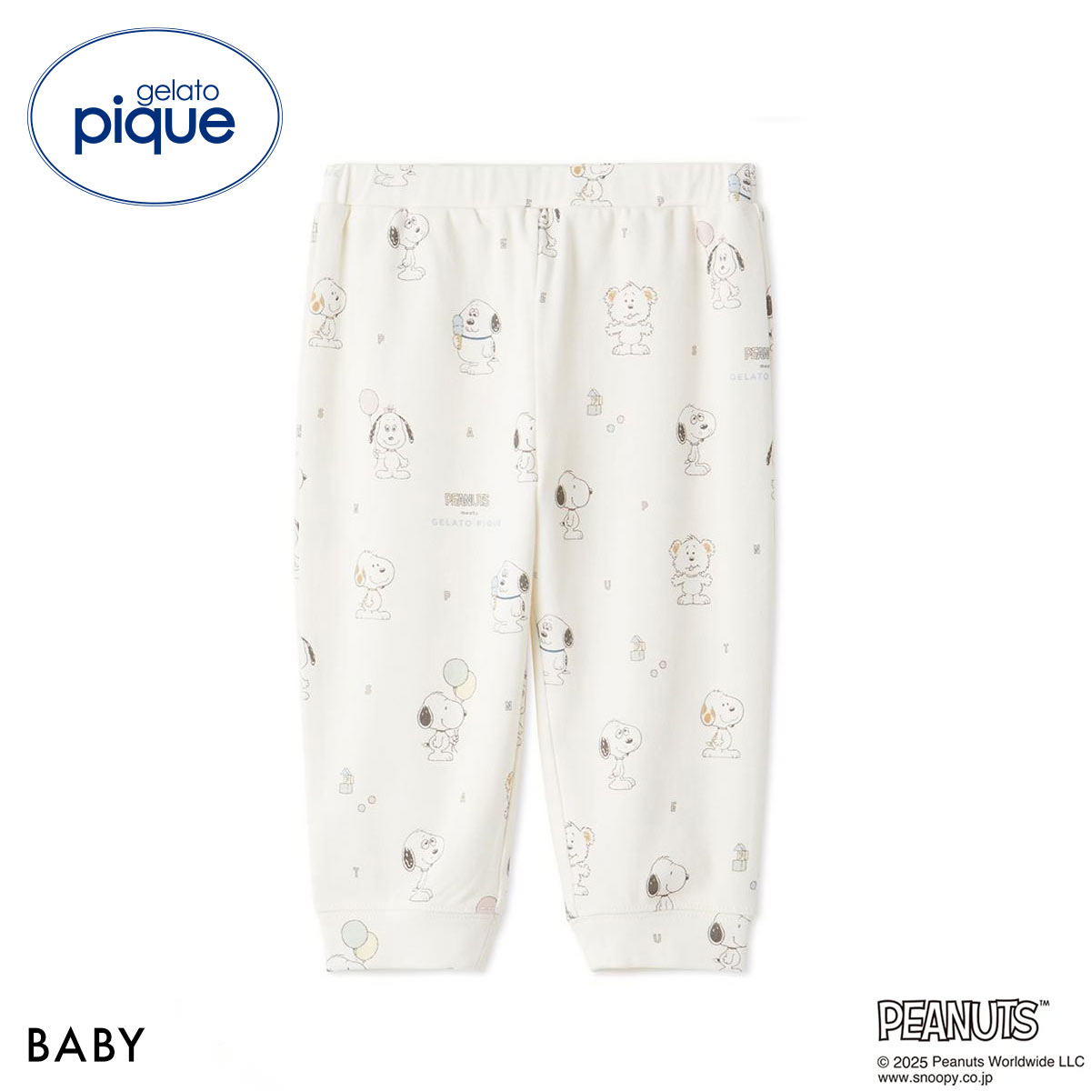 ジェラートピケ キッズアンドベイビー gelato pique Kids＆Baby PEANUTS PUPPIES BABY トイボックス柄ロングパンツ(CR-クリーム-80)