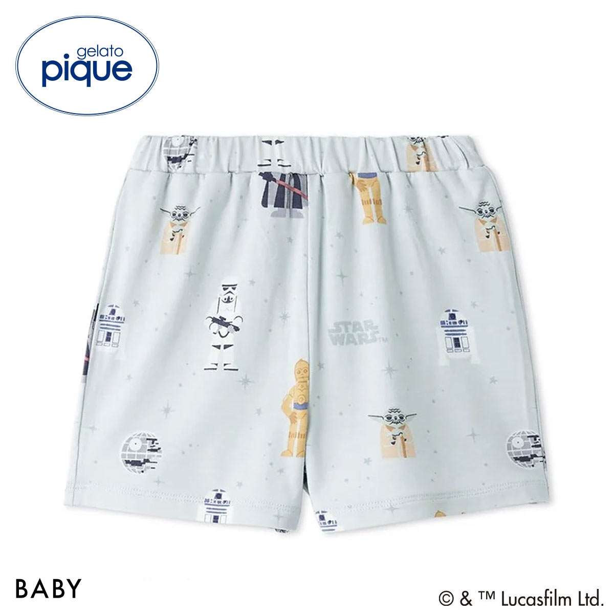 ジェラートピケ STAR WARS キッズアンドベイビー ベビー 総柄ショートパンツ ジェラピケ スターウォーズ gelato pique BABY(MI-ミント-80)