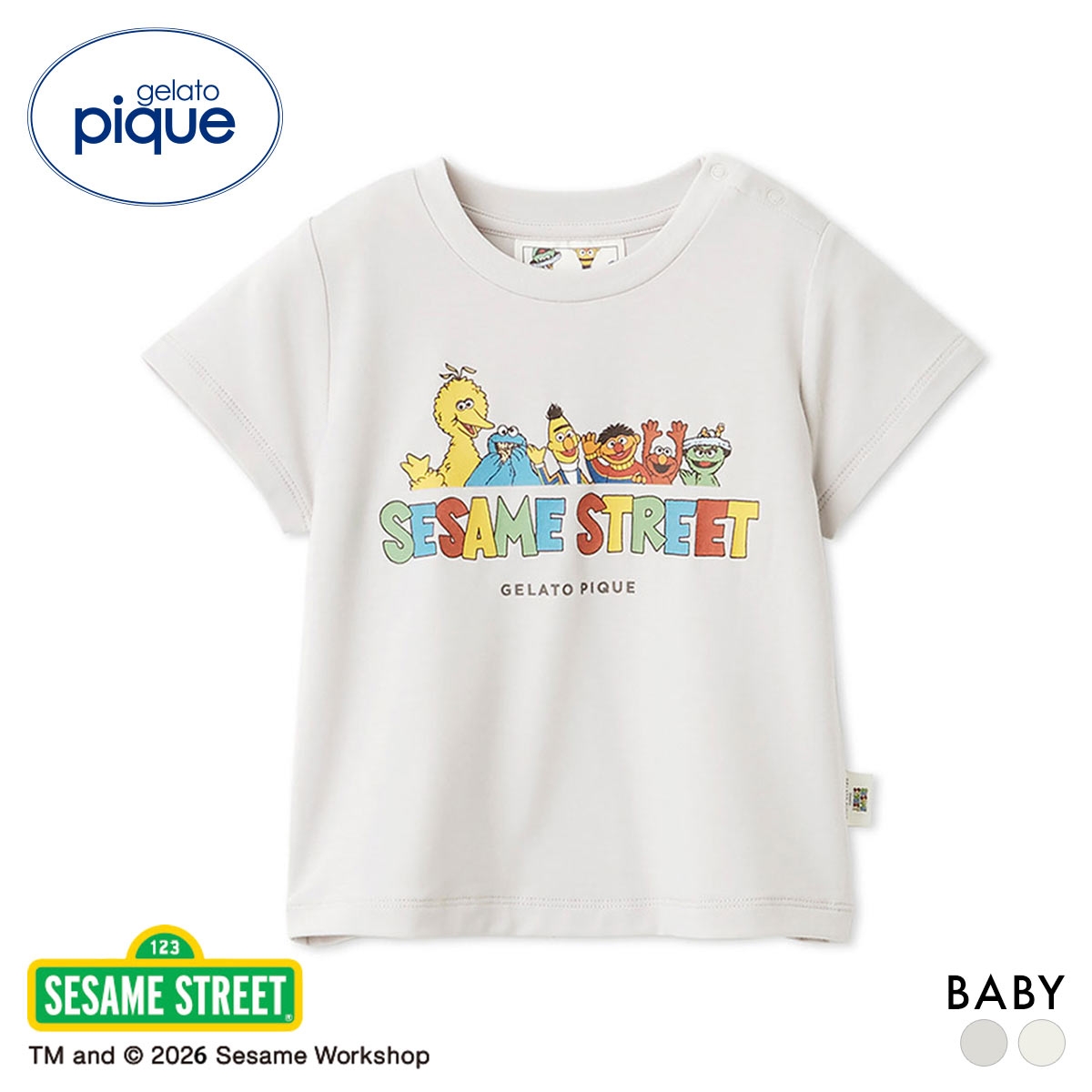 ジェラートピケ キッズアンドベイビー ベビー SESAME STREET ワンポイントTシャツ セサミストリート ジェラピケ gelato pique BABY(GY-グレー-80)