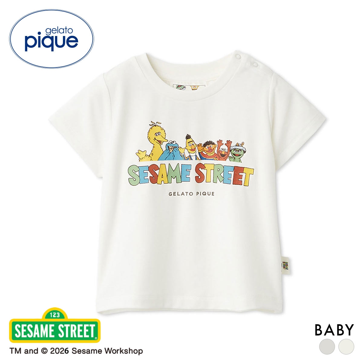 ジェラートピケ キッズアンドベイビー ベビー SESAME STREET ワンポイントTシャツ セサミストリート ジェラピケ gelato pique BABY(OW-オフホワイト-80)