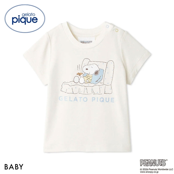 ジェラートピケ PEANUTS キッズアンドベイビー ベビー 接触冷感 ワンポイントTシャツ ジェラピケ スヌーピー SNOOPY gelato pique Kids＆Baby BABY