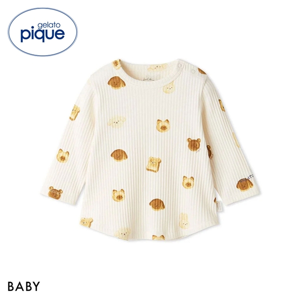ジェラートピケ キッズアンドベイビー ベビー アニマルブレッド柄ロンT ジェラピケ gelato pique Kids＆Baby BABY