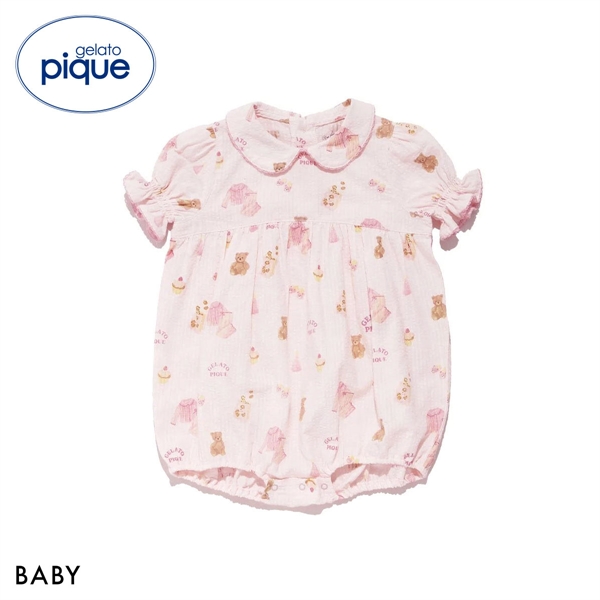 ジェラートピケ キッズアンドベイビー ベビー パジャマパーティー柄シャーリングロンパース ジェラピケ gelato pique Kids＆Baby BABY