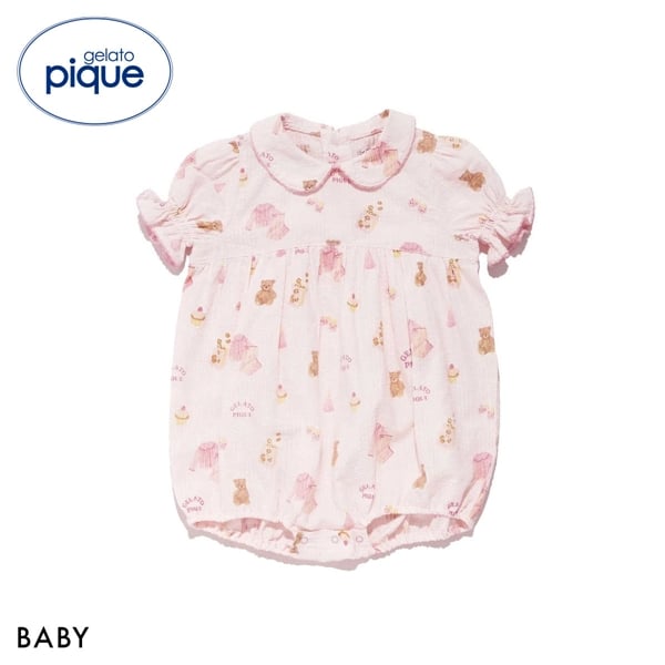 ジェラートピケ キッズアンドベイビー ベビー パジャマパーティー柄シャーリングロンパース ジェラピケ gelato pique Kids＆Baby BABY