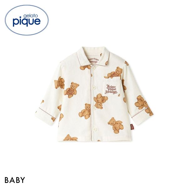 ジェラートピケ キッズアンドベイビー ベビー HOLIDAY BABY ベア柄ネルシャツ ジェラピケ ルームウェア gelato pique Kids＆Baby