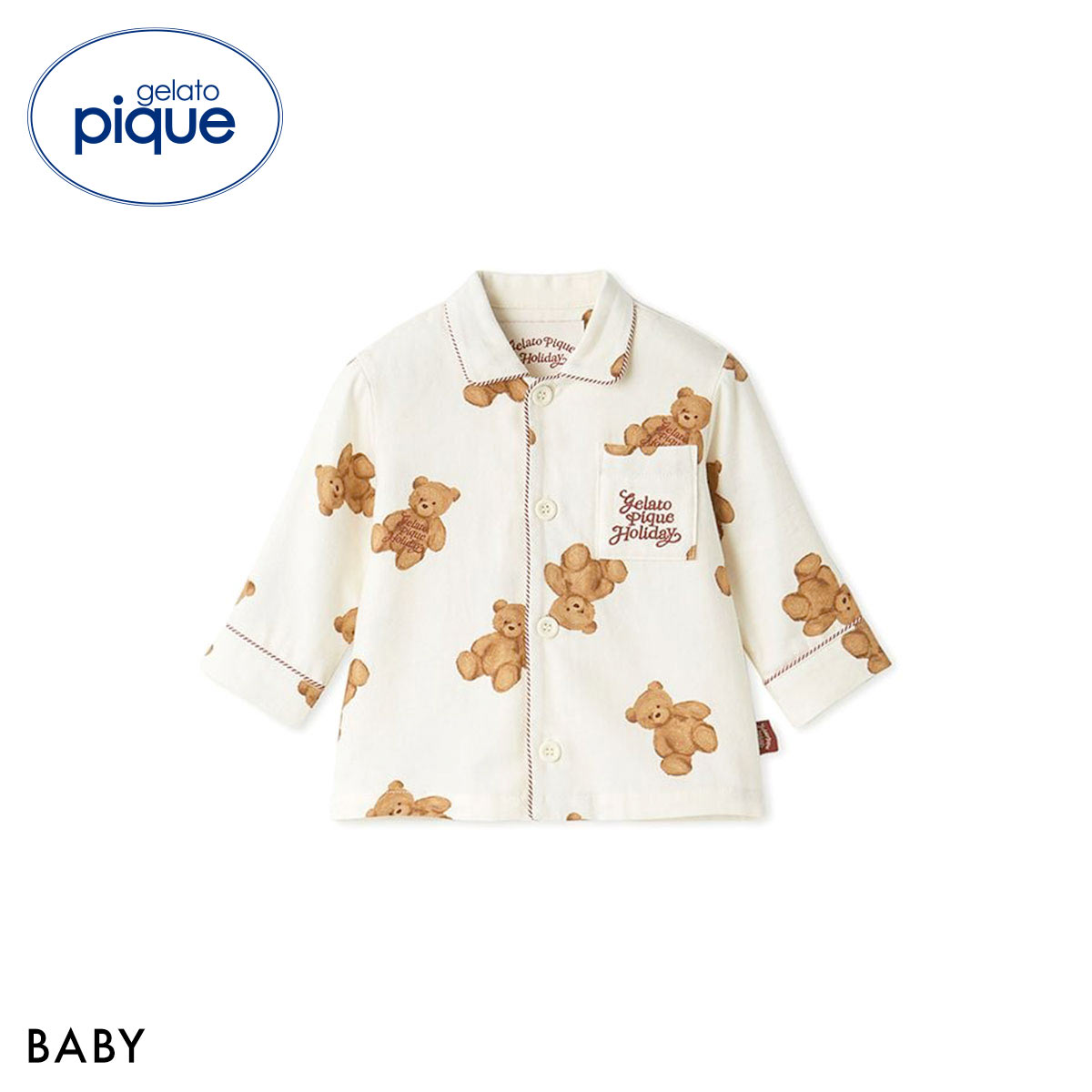 ジェラートピケ キッズアンドベイビー ベビー HOLIDAY BABY ベア柄ネルシャツ ジェラピケ ルームウェア gelato pique Kids＆Baby(IV-アイボリー-80)