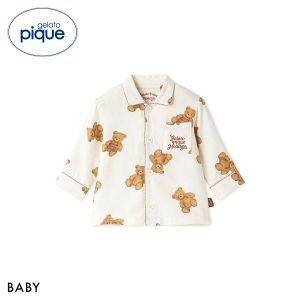 ジェラートピケ キッズアンドベイビー ベビー HOLIDAY BABY ベア柄ネルシャツ ジェラピケ ルームウェア gelato pique Kids＆Baby