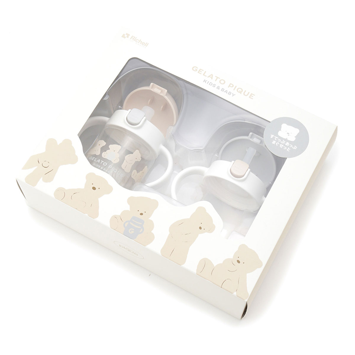 ジェラートピケ キッズアンドベイビー gelato pique Kids＆Baby【BABY】スタイ付きステップアップマグセットR ジェラピケ(OW-オフホワイト-Free)