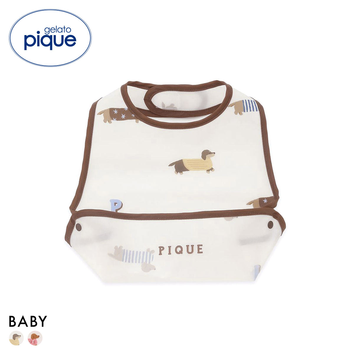 ジェラートピケ キッズアンドベイビー ベビー ダックスフンド柄お食事スタイ ジェラピケ gelato pique Kids＆Baby BABY(CR-クリーム-Free)