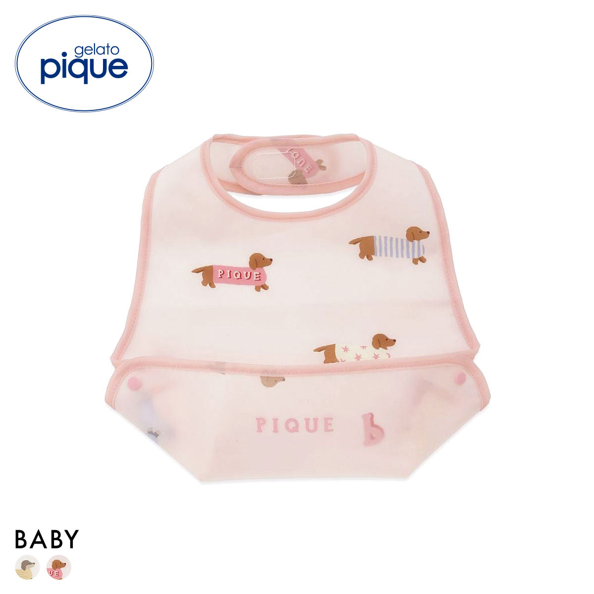 ジェラートピケ キッズアンドベイビー ベビー ダックスフンド柄お食事スタイ ジェラピケ gelato pique Kids＆Baby BABY(PI-ピンク-Free)