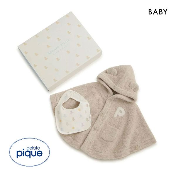ジェラートピケ キッズアンドベイビー ベビー ベアポンチョ&スタイ2点セット ギフトBOX ジェラピケ ルームウェア パジャマ