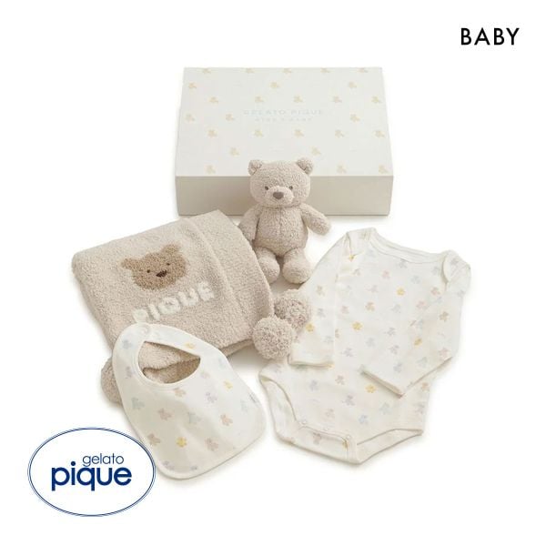 ジェラートピケ キッズアンドベイビー ベビー ベアブランケット&ぬいぐるみ&ボディースーツ&スタイセット ギフトBOX ジェラピケ