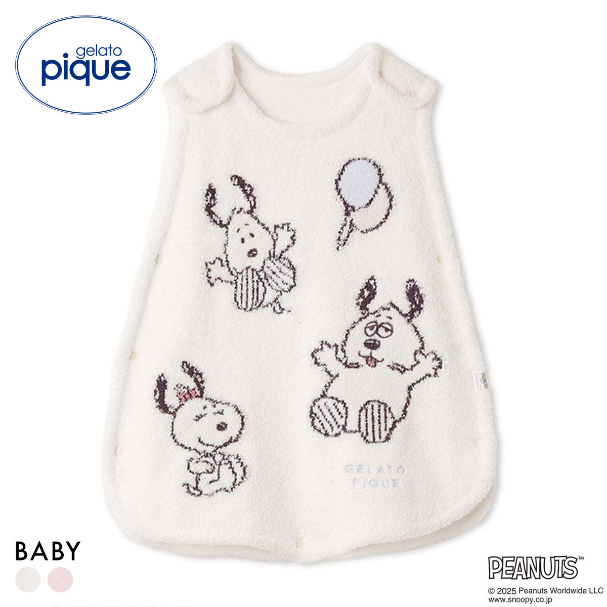 ジェラートピケ キッズアンドベイビー gelato pique Kids＆Baby PEANUTS PUPPIES BABY ベビモコスリーパー ジェラピケ ベビー(CR-クリーム-Free)