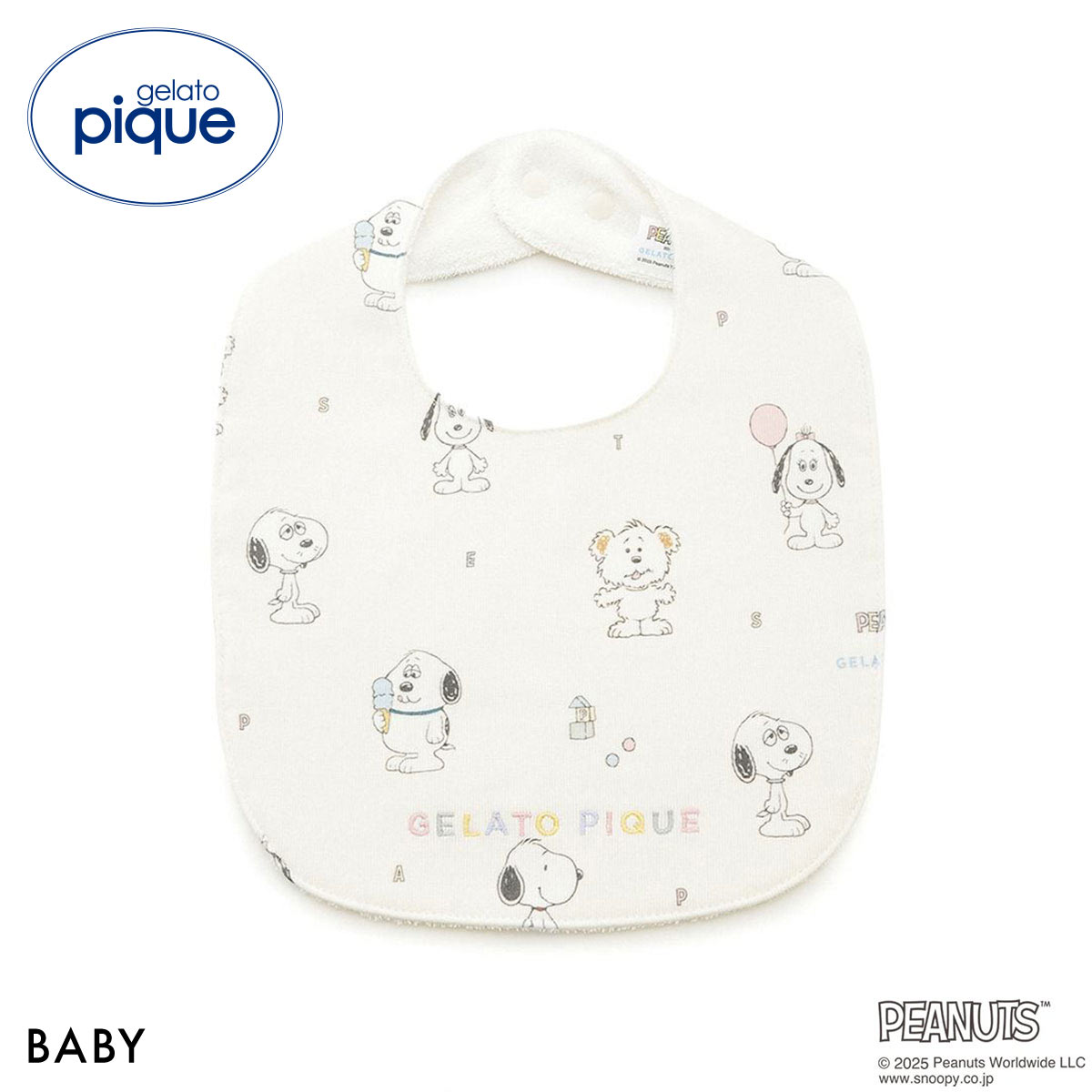 ジェラートピケ キッズアンドベイビー gelato pique Kids＆Baby PEANUTS PUPPIES BABY 総柄スタイ トイボックス ジェラピケ ベビー(CR-クリーム-Free)