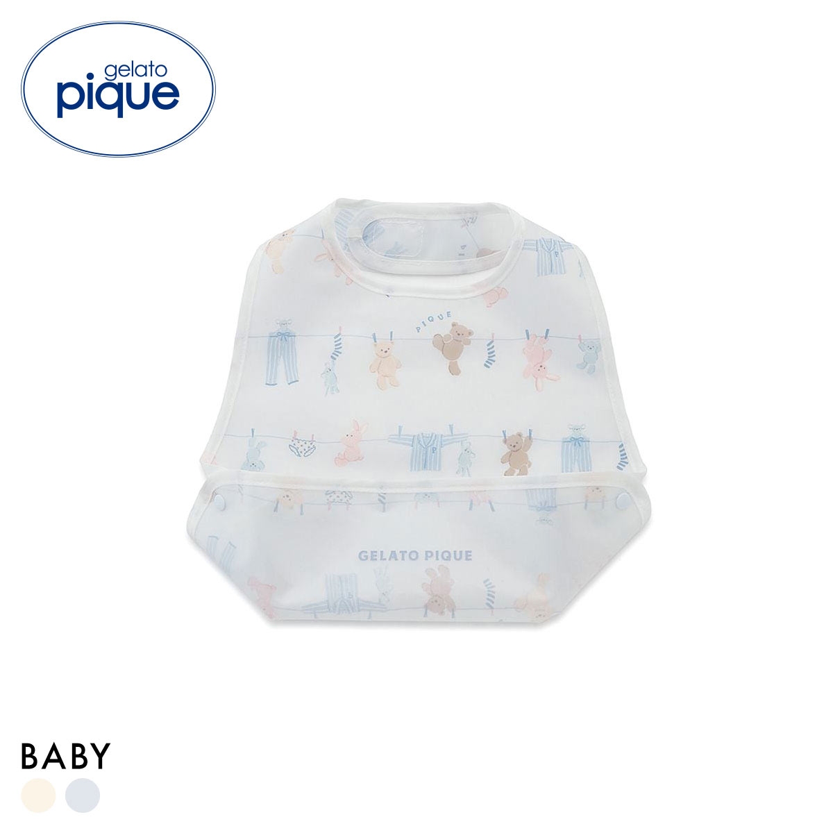 ジェラートピケ キッズアンドベイビー ベビー ウォッシングアニマル柄お食事スタイ ジェラピケ gelato pique Kids＆Baby BABY(BU-ブルー-Free)