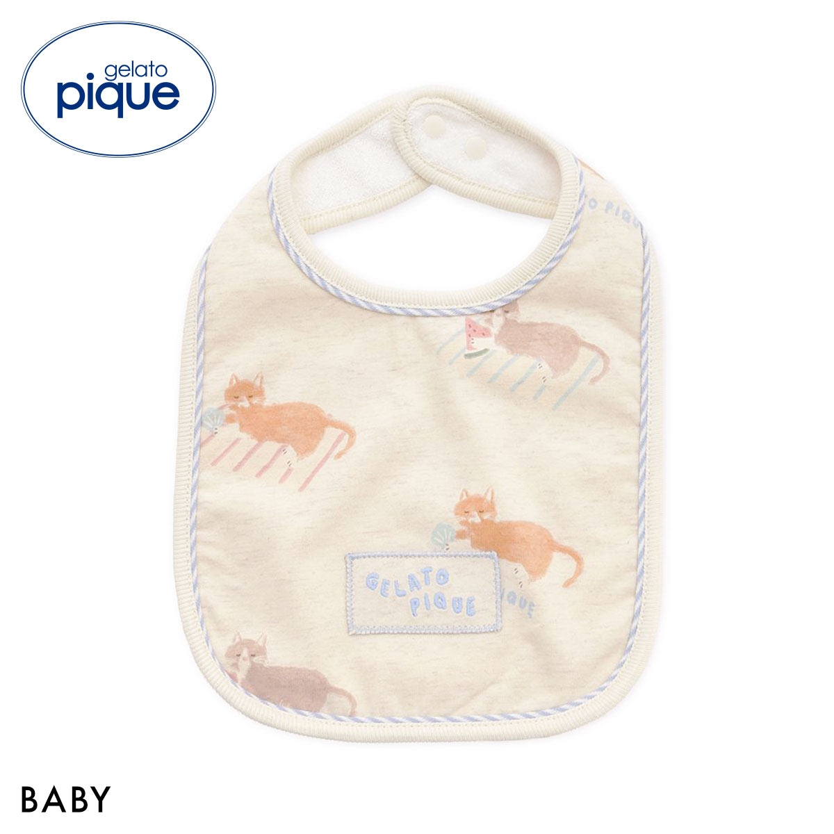 ジェラートピケ キッズアンドベイビー ベビー シーサイドキャット柄スタイ ジェラピケ gelato pique BABY(OM-オートミール-Free)