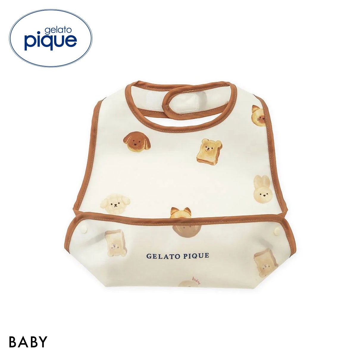 ジェラートピケ キッズアンドベイビー ベビー アニマルブレッド柄お食事エプロン ジェラピケ gelato pique Kids＆BABY BABY(CR-クリーム-Free)