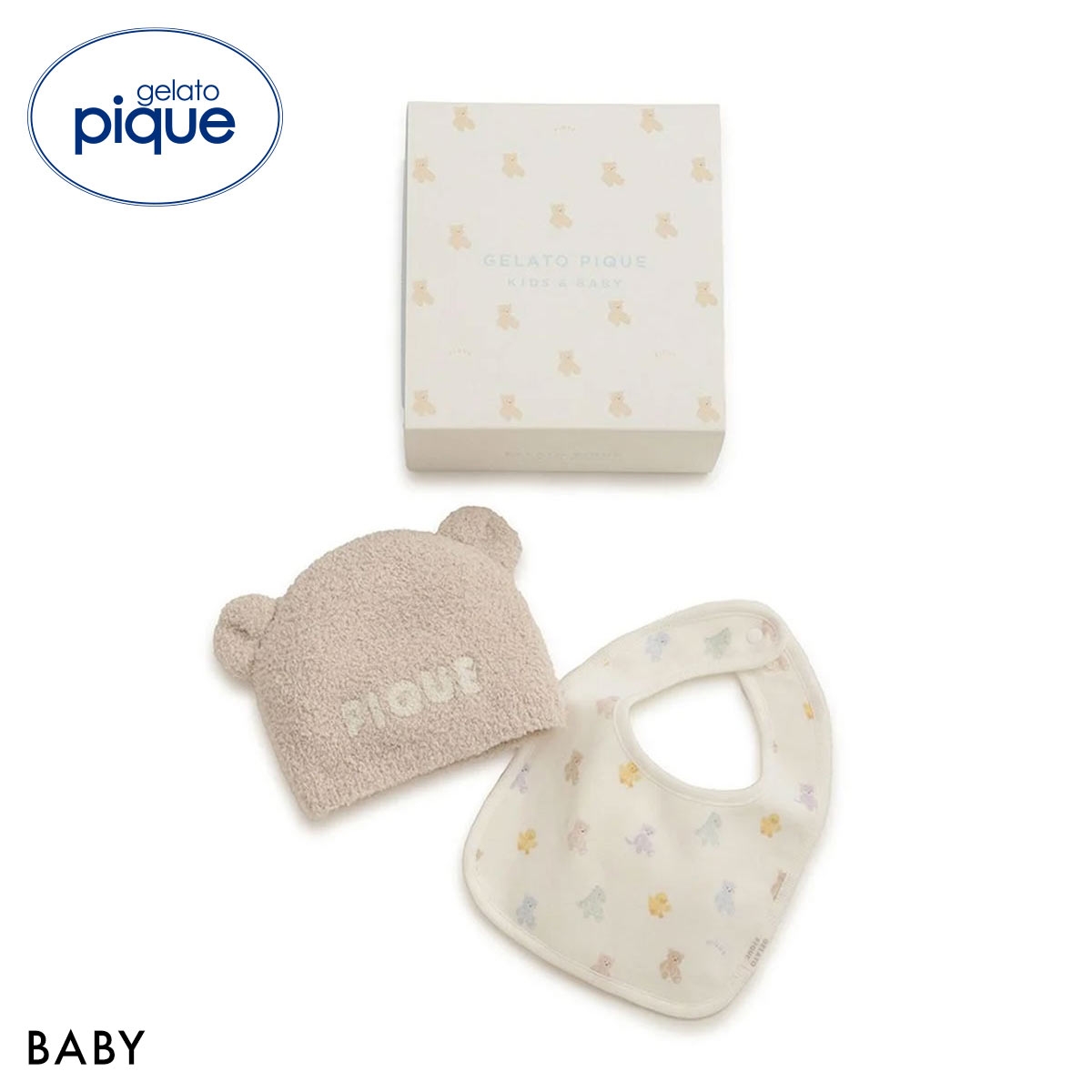 ジェラートピケ キッズアンドベイビー ベビー ベアニットキャップ＆スタイ2点セット ギフトBOX ジェラピケ gelato pique Kids＆Baby BABY