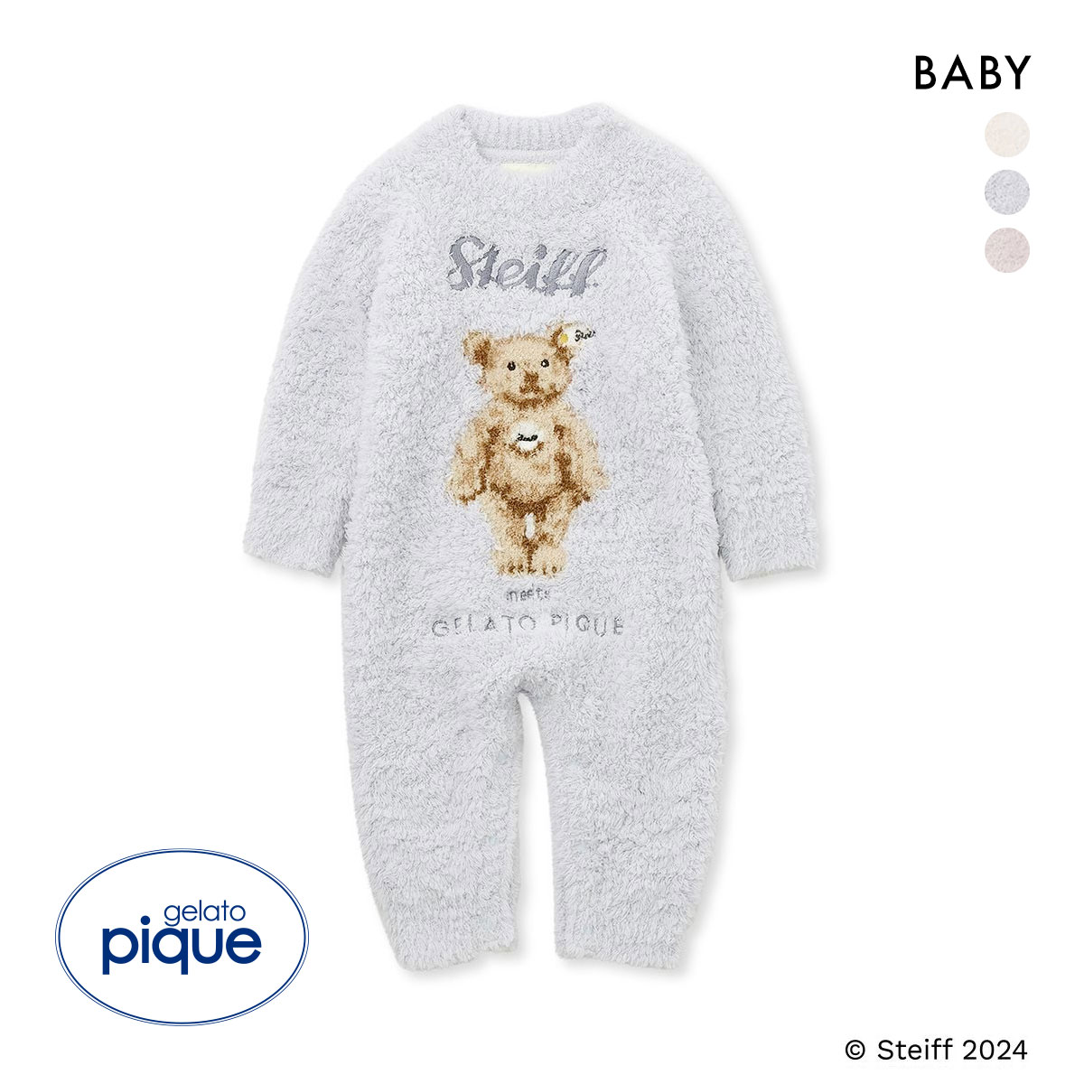 ジェラートピケ キッズアンドベイビー シュタイフ ジェラートJamesジャガードロンパース ジェラピケ ルームウェア gelato pique Kids＆Baby Steiff(BU-ブルー-70)